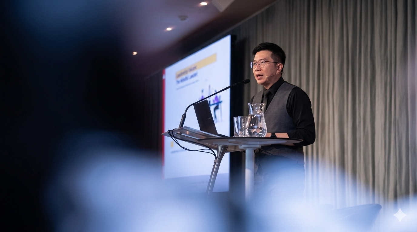 JC Leung delivering Command the Room — public speaking training at conference